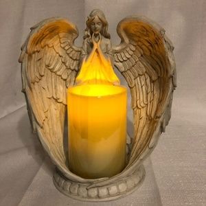 Large angel flame-less candle with timer
